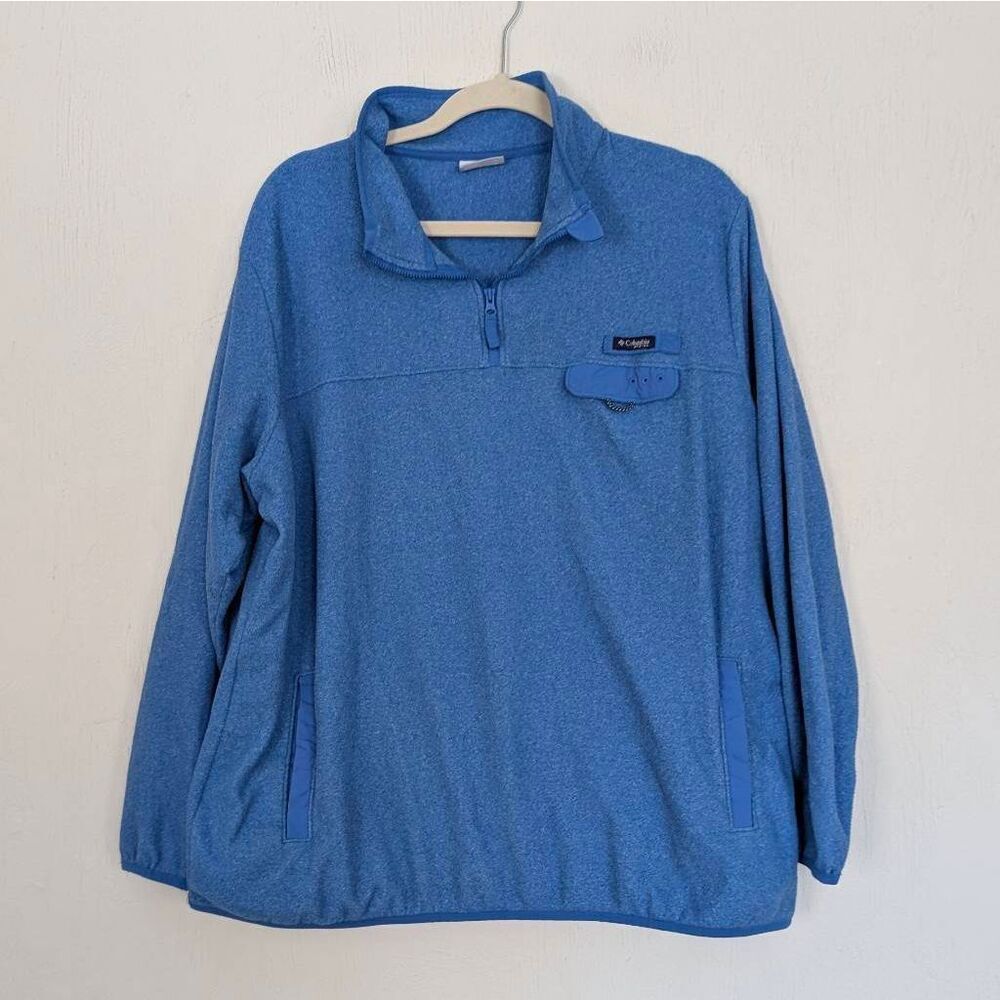 Columbia PFG 1/4 Zip Fleece Blue Men's Size 2XL
